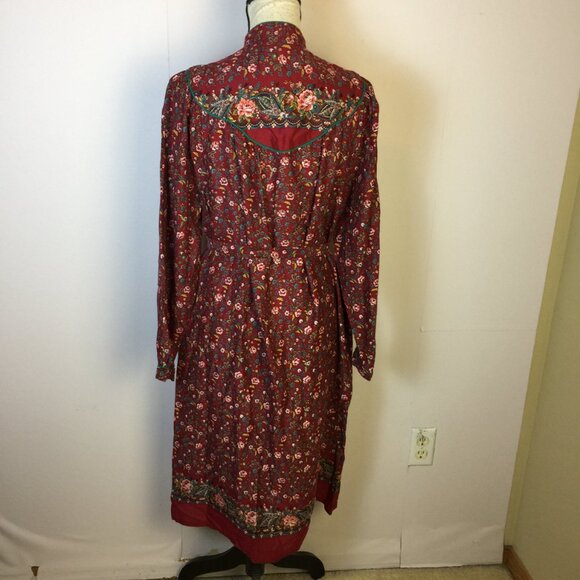 Vintage 80s Nordstrom Point of View Dress Sz 5/6 Womans Red Floral Belted Pocket - Picture 3 of 13